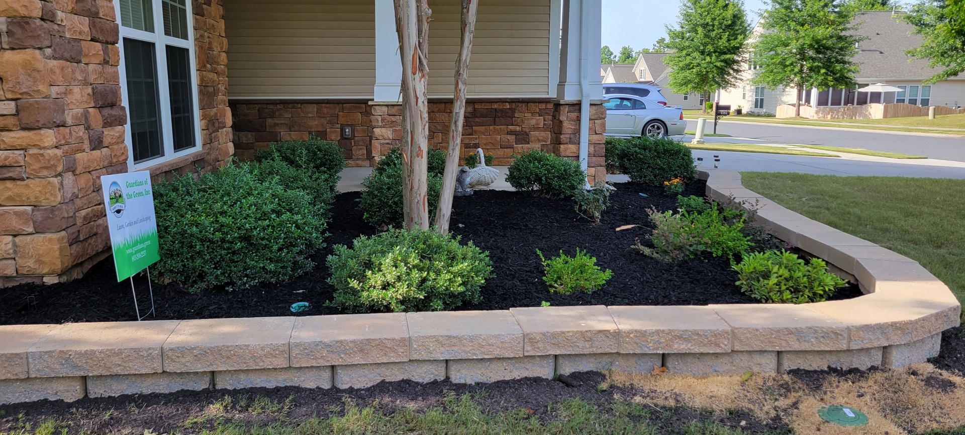 Retaining Wall and Mulch